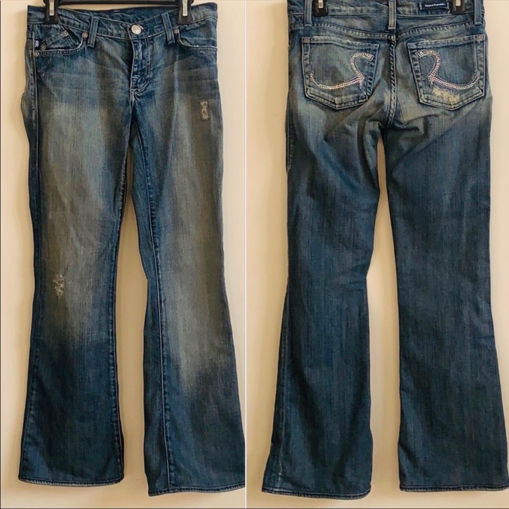 Rock & Republic Crystal Pocket Flared Denim Jeans